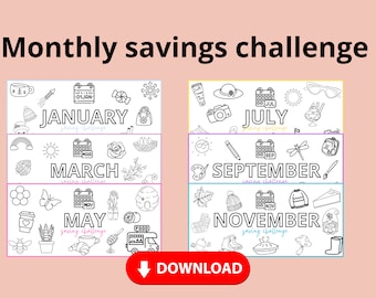 Monthly savings challenge English | Save challenge | Budget binder | Budget savings | Money | Save | budget folder