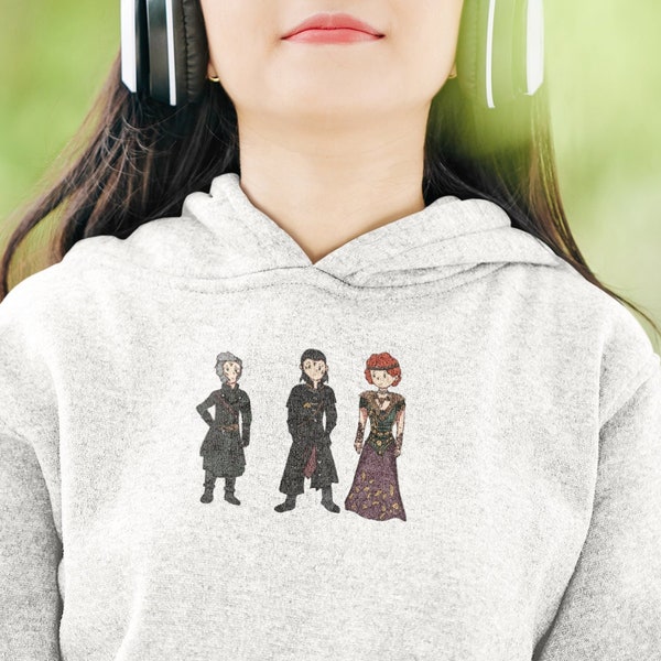 Cute Vampire Trio Pullover Hoodie, Size-Inclusive Fleece, Fantasy Video Game Sweatshirt Available In 6 Colors, Vampire Aesthetic | Game Art