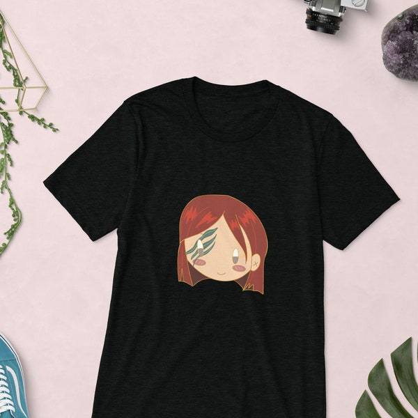 Chibi Archer Redhead Huntress Cute Short Sleeve T-Shirt, Fantasy Scrolls Art, Kawaii Gamer Tee Shirt, Cute Companions, Nerdy Gaming Apparel