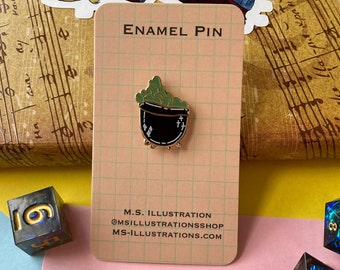 Bubbling Cauldron 0.75 Inch Mini Hard Enamel Pin, Halloween Pin, CottageCore Pin, Autumn Enamel Pin, Spooky Cute Pin, Green Hard Enamel Pin