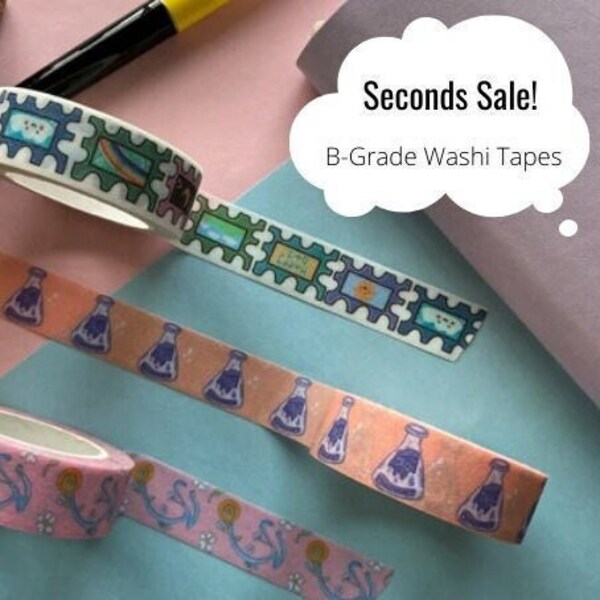 Washi Tape Seconds Sale: Minor Flawed Decorative Washi Tape, Sketchbook Journal, Painters Tape, Washi Tape Samplers, Journaling Templates