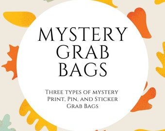 LAST CHANCE Mystery Grab Bags: Zine, Sticker, Art Prints, Video Game Art, Game Room Decor, Fantasy Pins, Acrylic Charm, Cute Gifts For Geeks