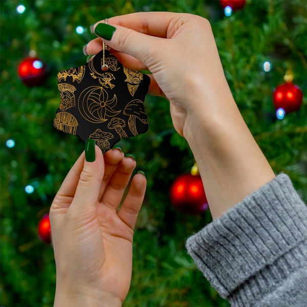 Morrowind Pattern Nerdy Ceramic Ornaments Availabe In 4 Shapes, Circle Holiday Ornament, Star Ornament, Heart Ornament, Snowflake Ornament