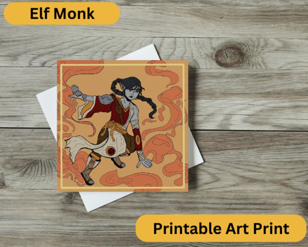 Dark Elf Monk Printable Art Print, Gaming Digital Art Print, Video Game ...
