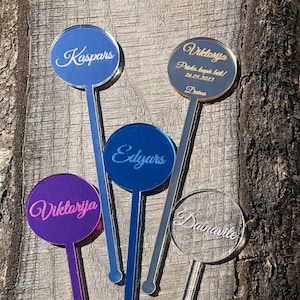 Drink stirrers with engraving on circle,drink decoration,Wedding decoration,drink,celebration,cocktail,drink stirrers family logo decoration