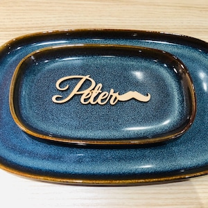 Platzkarten mit Schnurrbart, Hochzeit Platzkarten, Friseur Holz Laserschnitt Namen, Friseur, Party, Dekoration, Geschenk, Liebe, ein Mann, Rasierer