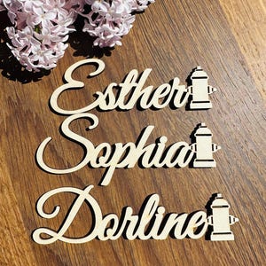 Place cards with fire hydrant, Laser-cut names, Party,Decoration, Wedding table decor, firefighter, fireman, first responder,  water, summer