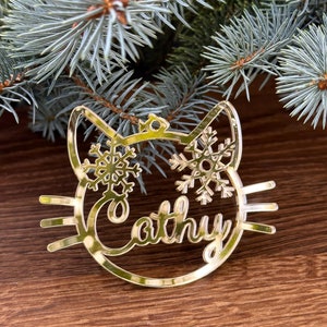 Palline per segnaposto a forma di gatto, palline di Natale / bolle, decorazioni per l'albero di Natale, palline per l'albero, Natale, segnaposto, decorazioni, nomi, fiocchi di neve, pesci
