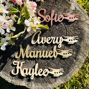 Segnaposto a forma di elicottero, Segnaposto per matrimonio, Nomi tagliati al laser, Targhette identificative, Festa, Decorazione, Regalo, velocità, volare, la nuvola, aeroporto