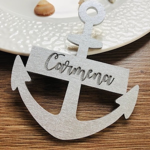 Segnaposto con ancora, capitano, spiaggia, mare, barca, segnaposto personalizzati, festa, celebrazione, estate, sabbia, regalo, tramonto, estate, nave, decorazione per matrimonio, oceano