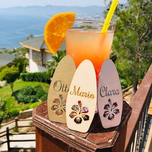 Segnaposto per tavola da surf, spiaggia, segnaposto personalizzati, festa, celebrazione, estate, sabbia, regalo, tramonto, estate, decorazione di nozze alle Hawaii, oceano