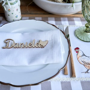 Tischkarten mit Hühnchen, Hölzerne Mahlzeitenwahl-Platzkarten, Laser-Cut-Namen, Thanksgiving-Dekor, Laser-Cut-Gesegnete Platzkarten,