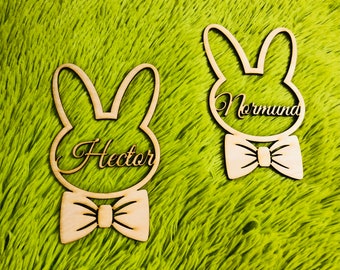 Animal place cards, custom place cards, engraved animal place cards, gift, pet, party, celebration, engraving, bow, bunny, decoration,easter