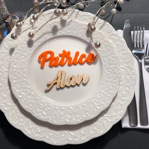 Marque-places, Marque-places de mariage, Prénoms personnalisés découpés au laser, Prénoms en bois découpés au laser, Plaques nominatives, Fête, Décoration, Cadeau, Plaques de dressage