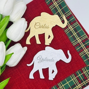 Segnaposto a forma di elefante, segnaposto a forma di animale incisi, animale domestico, celebrazione, incisione, decorazione, safari, Africa, safari, animale, leone, giraffa