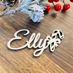 Candy Cane Wooden Place Card, Winter Wedding Table Decor