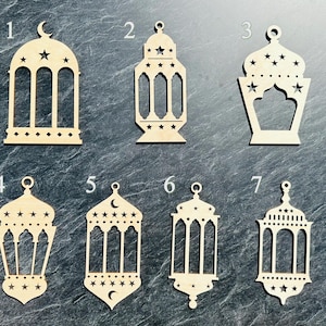 Signo de Ramadán Mubarak, signo lunar, signo, letrero de pared, Eid Mubarak, letrero de madera islámico, linterna, estrellas, decoración colgante, linterna