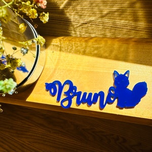Segnaposto con gatto, Matrimonio, Nomi personalizzati tagliati al laser, Legno, Festa, animali, Regalo, Cartelli, natale, cartelli, natura, bosco, tesoro, il gatto, le chat
