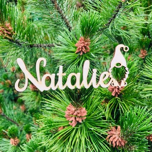 Segnaposto con gnomo, Segnaposto per matrimonio, neve, Nomi personalizzati tagliati al laser, Legno, Festa, Decorazione, Regalo, Segnali, Segnaposto di Natale, Cappello da gnomo