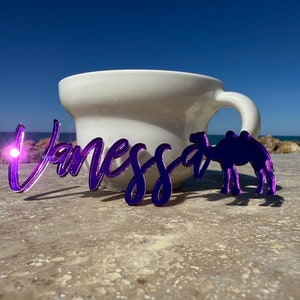 Segnaposto con cammello, savana, celebrazione, foresta, zoo, segnaposto personalizzati, segnaposto con animali incisi, animali domestici, safari, Africa, Australia