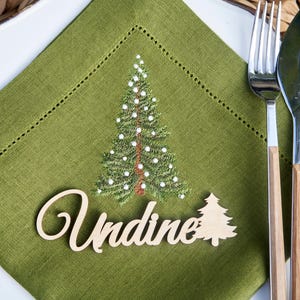 Plaatskaarten met kerstboom, plaatskaarten bruiloft, aangepaste lasergesneden namen, naamkaartjes, Feest, decoratie, cadeau, kerstmis, boom