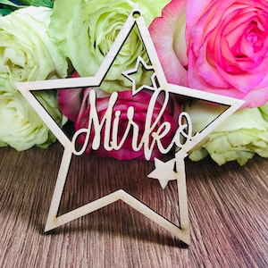 Segnaposto all'interno della stella, Segnaposto per matrimonio, Nomi personalizzati tagliati al laser, Nomi in legno tagliati al laser, Etichette con nome, Festa, Decorazione, Regalo, Ramadan