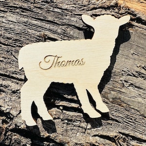 Lamb place cards, Meal choice, Place cards,  baby, Wedding place cards, Custom, Wooden Meal Place marks, Laser Cut Names, Sheep, baby shower