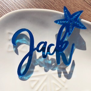 Place cards with starfish,Wedding place cards,Custom laser-cut names,Wooden laser cut names,Sea,Name tags,Party, Decoration, Gift, the ocean