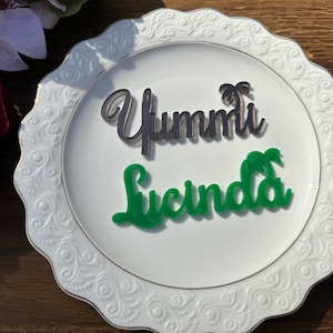 Plaatskaarten met palmboom Plaatskaarten voor bruiloft, Aangepaste lasergesneden namen, Houten lasergesneden namen, Naamplaatjes, Feest, Decoratie, Cadeau