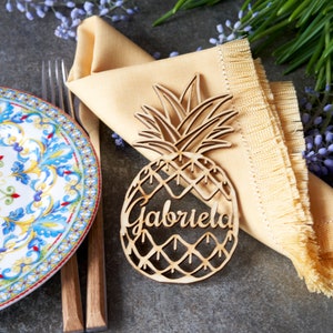 Ananas, aangepaste plaatskaarten, feest, feest, zomer, decoratie, exotisch fruit, zomer, Hawaii bruiloft decor, ananas, feest