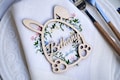 Bunny place cards,custom name place card, gift, pet, party, celebration, engraving, rabbit, bunny, decoration, easter, egg product logo