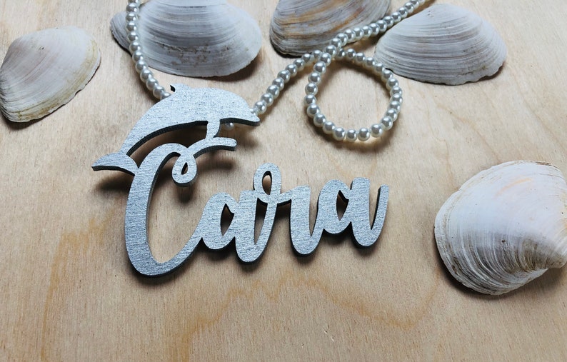 Place cards with dolphin,Wedding place cards,Custom laser-cut names,Wooden,Party,Decoration,Gift,sea, ocean place cards,Hawaii wedding Decor image 5