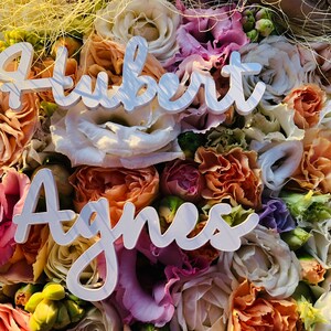 Marque-places, Marque-places de mariage, Prénoms personnalisés découpés au laser, Prénoms en bois découpés au laser, Plaques nominatives, Fête, Décoration, Cadeau, Plaques de dressage