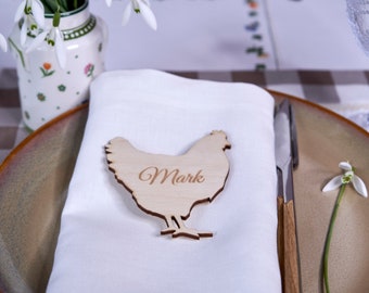Table cards with chicken,Meal choice Place cards,Wedding place cards,Custom,Wooden Meal Place marks,Place cards  Laser Cut Names