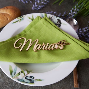 Place the cards with the olives, Wedding place cards,olive tree,Custom laser-cut names, Laser cut names, Name tags, Party, Decoration, Gift