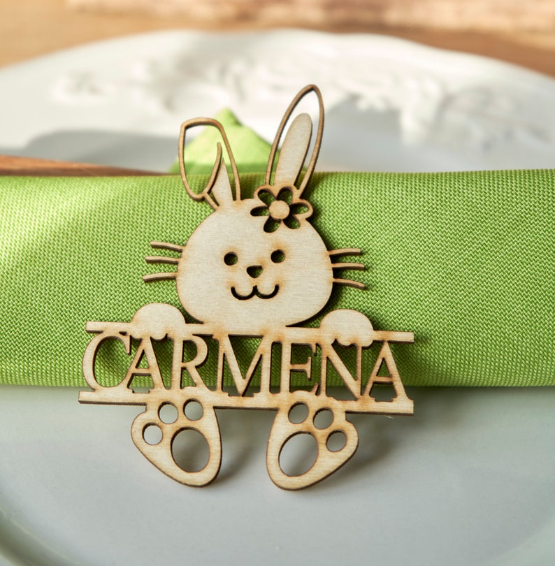 Bunny place cards, custom place cards,custom name place card, gift, pet, party, celebration, engraving, rabbit, bunny, decoration, easter image 3