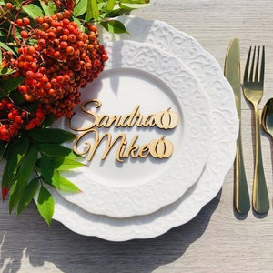 Place cards with pumpkin, Wedding place cards, Custom laser-cut names, Wooden laser cut names, Name tags, Party, Decoration, Gift