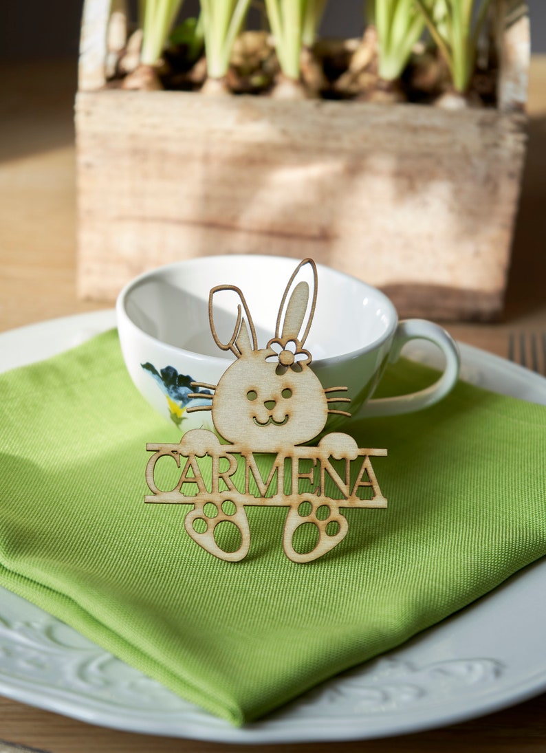 Bunny place cards, custom place cards,custom name place card, gift, pet, party, celebration, engraving, rabbit, bunny, decoration, easter image 5