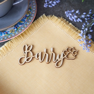 Marque-places avec patte, Marque-places de mariage, Prénoms personnalisés découpés au laser, Prénoms en bois découpés au laser, Plaques nominatives, Fête, Décoration, Cadeau, Célébration