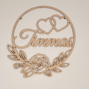 Großes Holzschild mit Text, Hochzeitsgeschenk, Wanddekor, Familienname, großer Laserschnittname, Feier, Urlaub