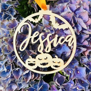 Bola de Halloween, adornos de árbol, murciélago, noche de fantasmas, calabaza, ten miedo, tarjetas de lugar espeluznantes, regalo, fiesta, celebración, halloween, decoración, espeluznante