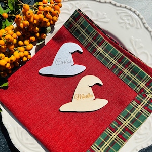 Segnaposto per cappelli, segnaposto personalizzati, cappello fantasma, cappello inciso, segnaposto spettrali, festa, celebrazione, Halloween, fantasma, decorazione, pipistrello, bordata