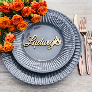 Segnaposto con fiamma, Segnaposto per matrimonio, Nomi personalizzati tagliati al laser, Nomi tagliati al laser, Etichette, Festa, Decorazione, Regalo, fuoco, caldo