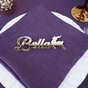 Segnaposto con renne, Segnaposto matrimonio, Nomi personalizzati tagliati al laser, Legno, Feste, Decorazione, Regalo, Insegne, Segnaposto natalizi. segni