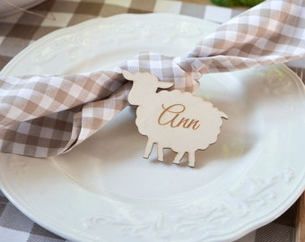 Table cards with sheep,Meal choice Place cards,Wedding place cards,Custom,Wooden Meal Place marks,Place cards  Laser Cut Names,Pecora