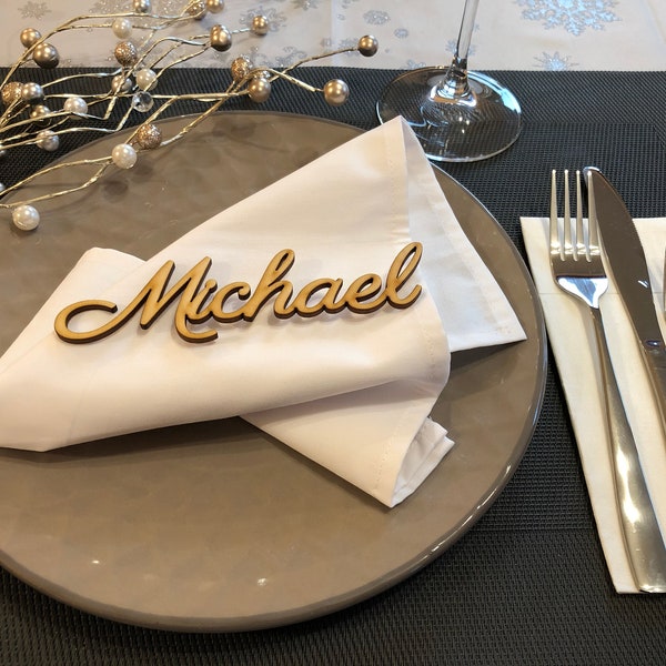 Segnaposto, Segnaposto per matrimonio, Nomi personalizzati tagliati al laser, Nomi tagliati al laser in legno, Targhette per nome, Festa, Decorazione, Regalo, Segnaposto