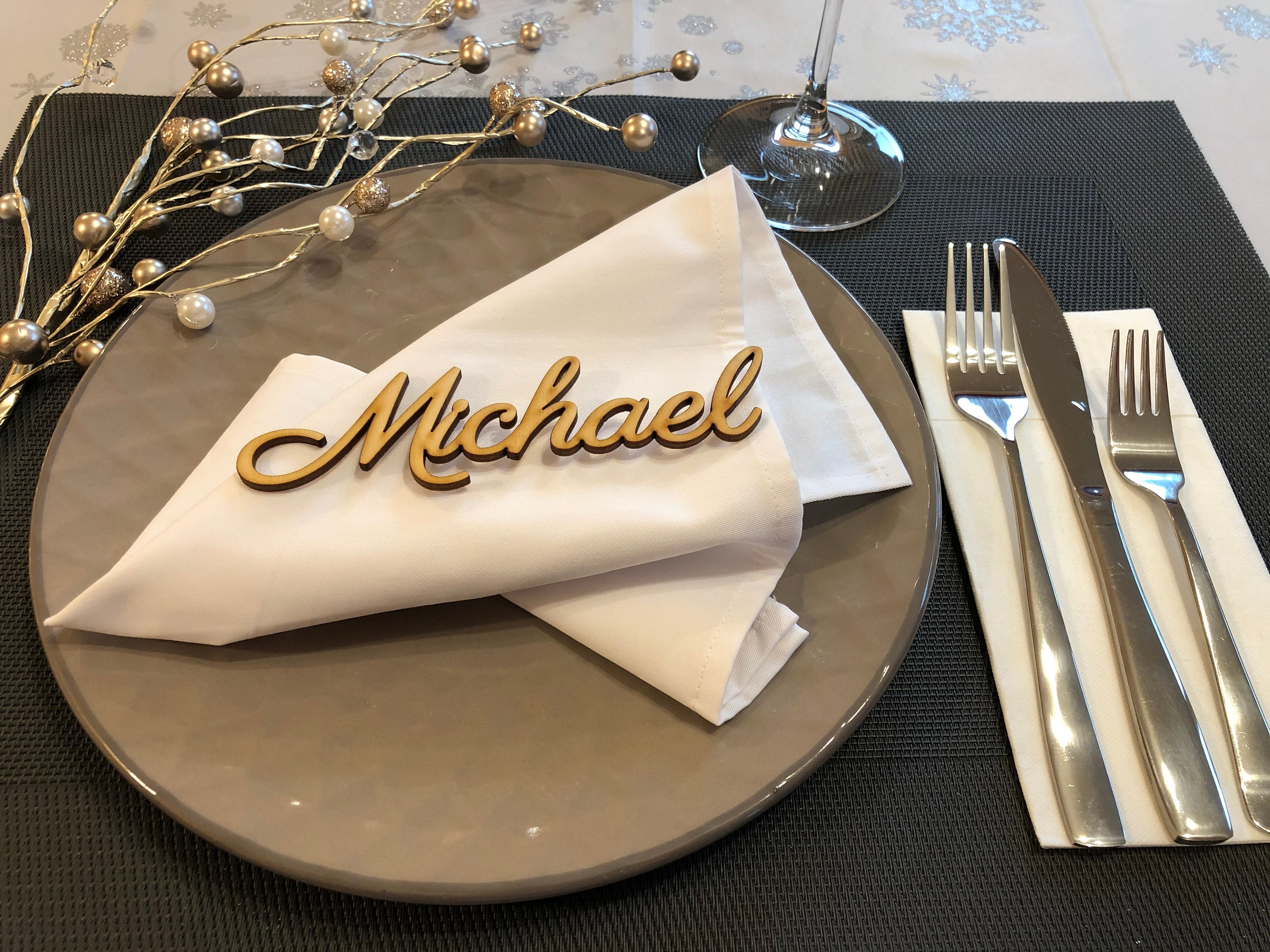 Place cards, Wedding place cards, Custom laser-cut names, Wooden laser cut names, Name tags, Party, Decoration, Gift, Place setting signs