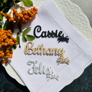 Plaatskaarten met spin, geluk, spinnenweb, angst, spook, plaatskaarten bruiloft, aangepaste lasergesneden namen, feest, decoratie, cadeau, halloween, geesten