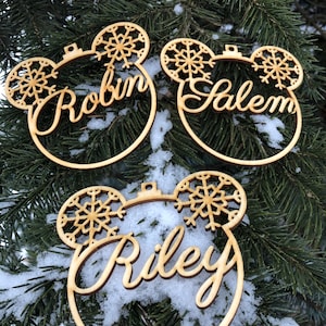 Boules de souris/bulles, décorations pour sapin de Noël, boules de sapin, Noël, flocons de neige, Noël, marque-places, décoration, nom, Mickey mouse