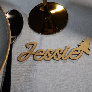 Place cards with christmas tree, Wedding place cards, Custom laser-cut names, Wooden, Party, Decoration, Gift, Xmas, christmas place cards